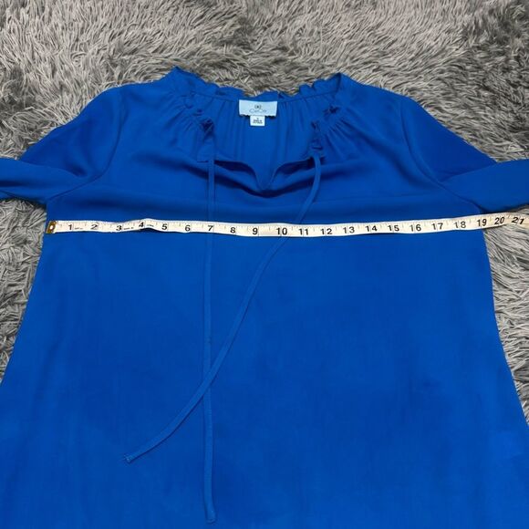 Cece Royal Blue Split Neck Line Shirt Size Small - Picture 8 of 9